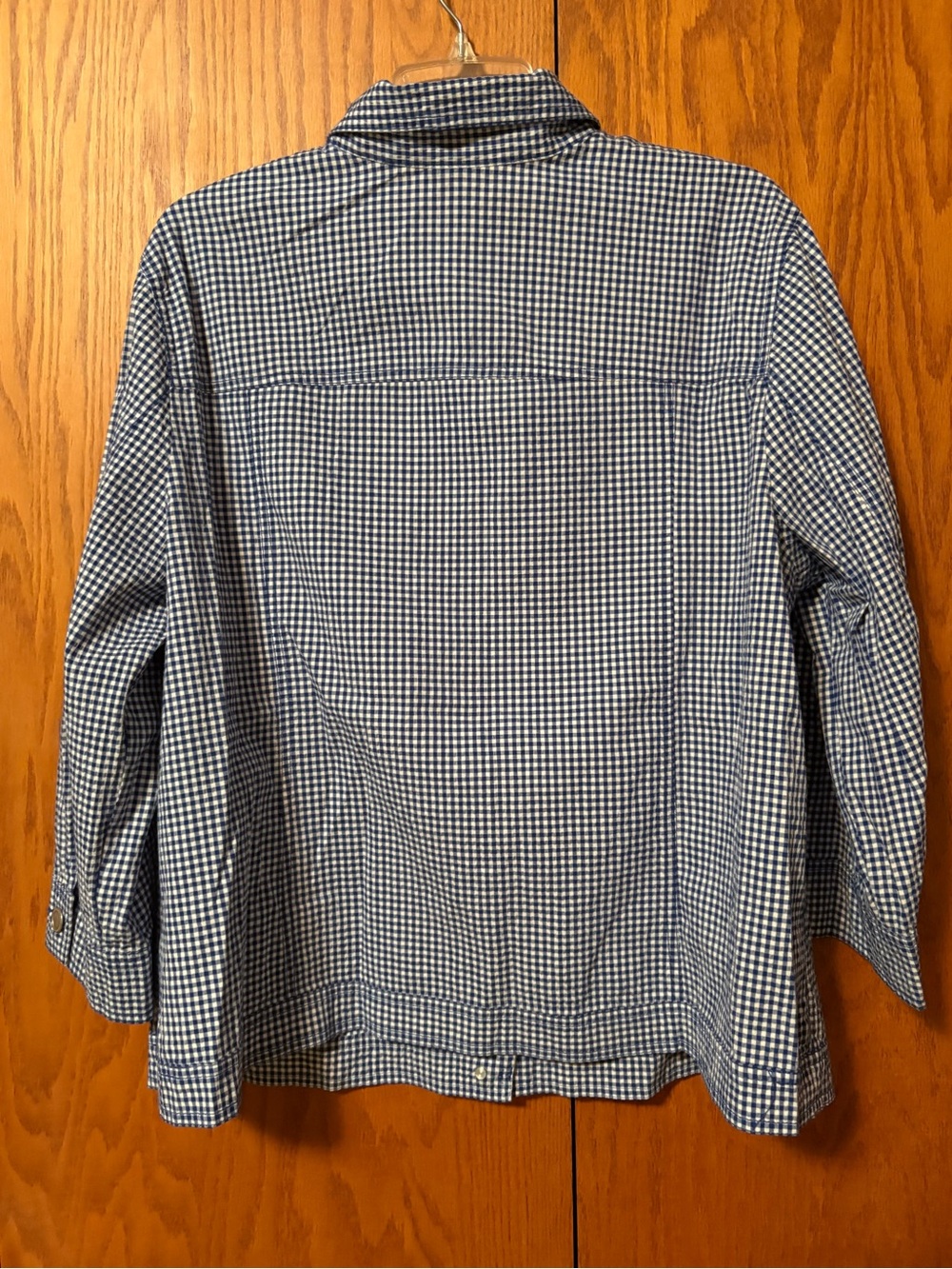 Ruby Rd. Blue and White Gingham Button-Down Shirt Jacket - Picture 2 of 3